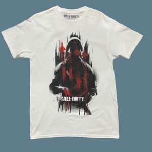 Call Of Duty Video Game FPS Shooter White Black Red T-Shirt Cotton Men's Medium